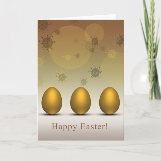 Modern Golden Easter Eggs Holiday Card (Front)