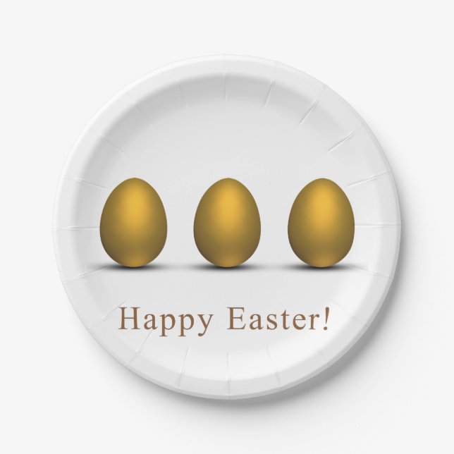 Modern Golden Easter Eggs Paper Plate (Front)