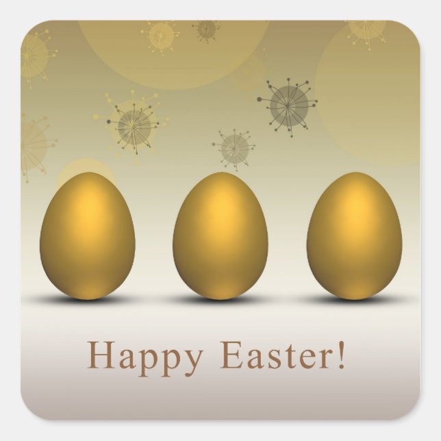 Modern Golden Easter Eggs Square Sticker (Front)