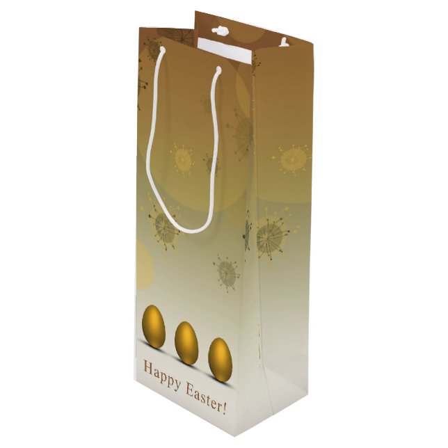 Modern Golden Easter Eggs Wine Gift Bag (Front Angled)