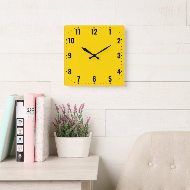 Modern Golden Face With Numbers - Frameless  Square Wall Clock (Reading Room)