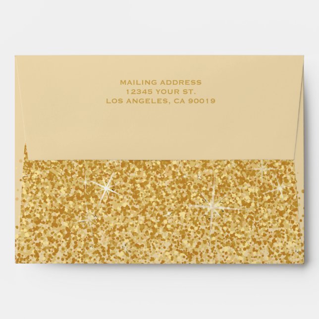 Modern Golden Glitz Glitter Wedding Envelopes (Back (Top Flap))