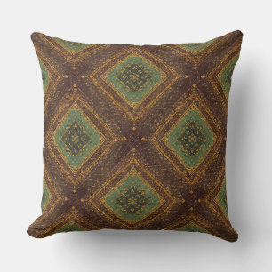 Modern Golden Grid Pattern , Gold Burgundy Green Cushion