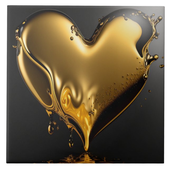 Modern golden heart ceramic tile (Front)