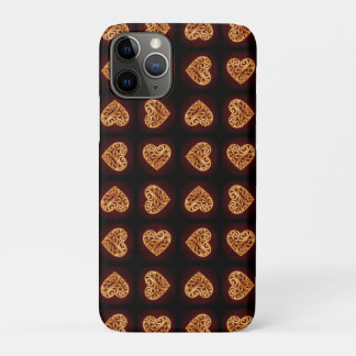 Modern Golden Heart on Burgundy Background Case-Mate iPhone Case