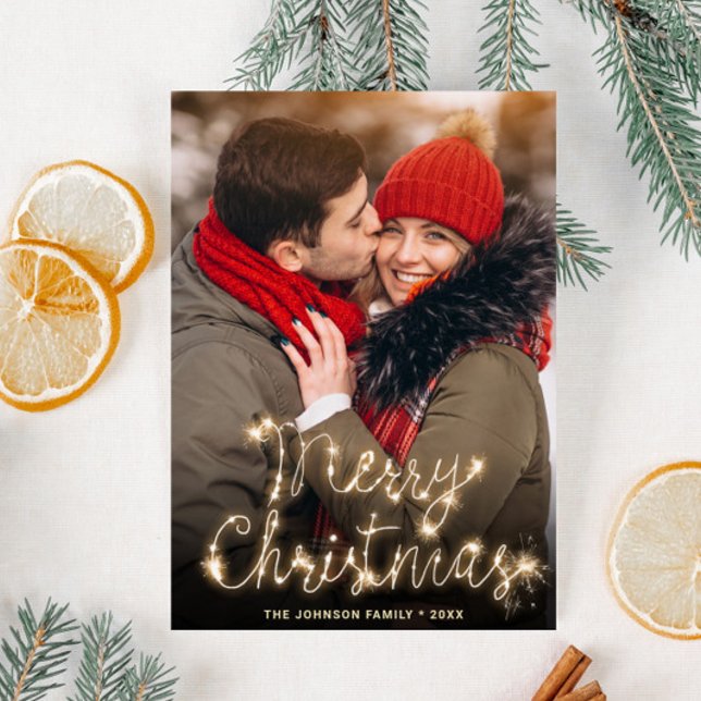 Modern Golden Holiday PHOTO Christmas Greeting Postcard (Creator Uploaded)