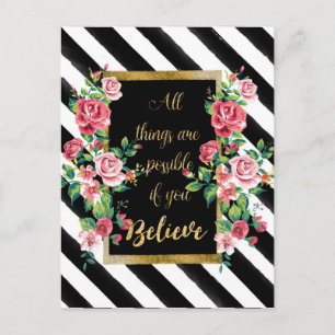 Modern golden inspirational  quote postcard