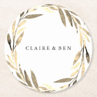 Modern Golden Leaf Wreath Wedding Engagement Party