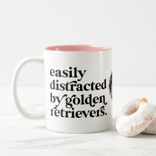 Modern Golden Retriever Dog Lover One Photo Custom Two-Tone Coffee Mug