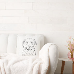 Modern Golden Retriever Minimalist Single Line Art Cushion
