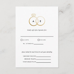 Modern Golden Rings Wedding RSVP Reply Card