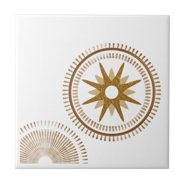 Modern Golden Starburst Medallion Tile (Front)