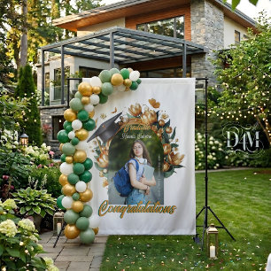 Modern Golden Tulips Border Graduation Backdrop Tapestry