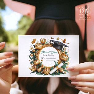 Modern Golden Tulips Floral Border Graduation Enclosure Card