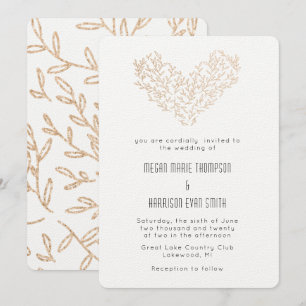 Modern Golden Wreath Heart Wedding Invitation