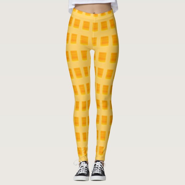 Modern Golden Yellow Chequered Leggings (Front)