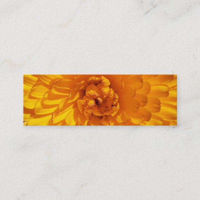 Modern Golden Yellow Marigold Flower Mini Business Card (Front)