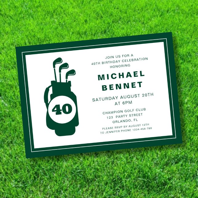 Modern Golf 40th Birthday Invitation (Modern Golf 40th Birthday Invitation)