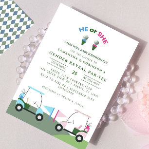 Modern Golf Baby Gender Reveal Par-tee Invitation