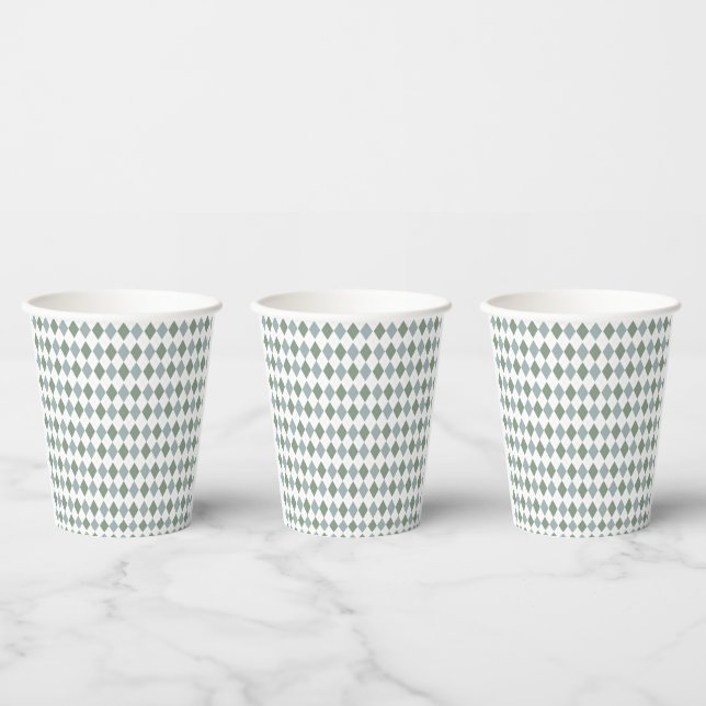 Modern Golf Baby Shower Argyle Pattern  Paper Cups (Multi)