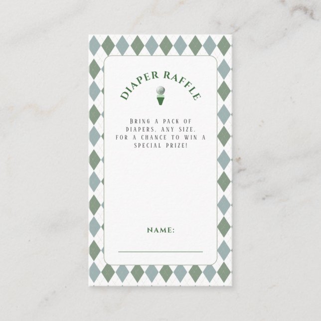 Modern Golf Baby Shower  Enclosure Card (Front)