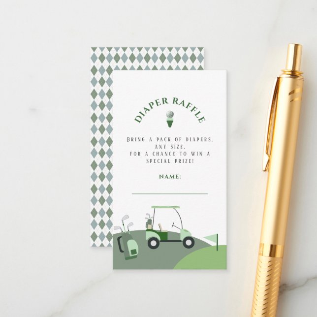 Modern Golf Baby Shower  Enclosure Card (Front/Back In Situ)