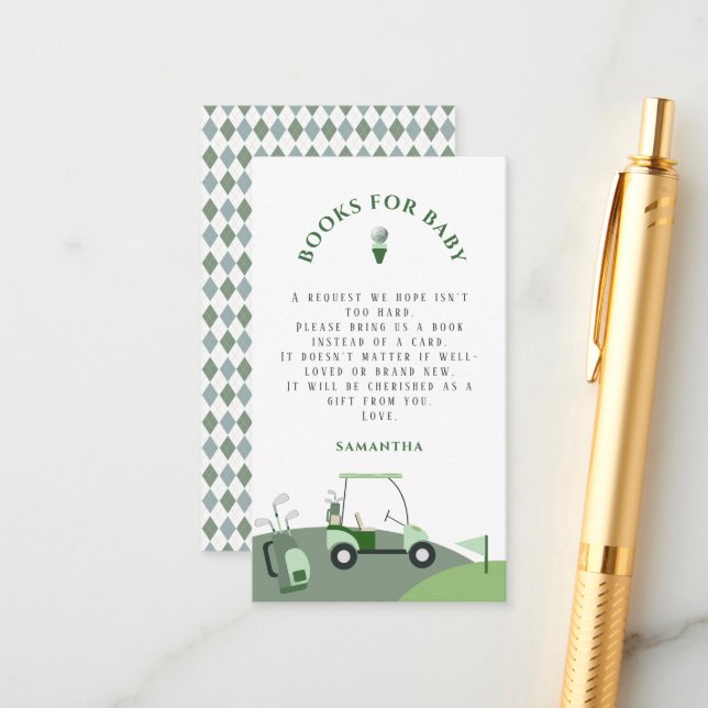 Modern Golf Baby Shower  Enclosure Card (Front/Back In Situ)