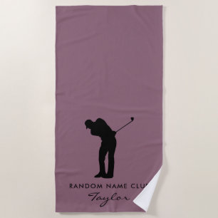 Modern Golf Club Name Personalised Beach Towel
