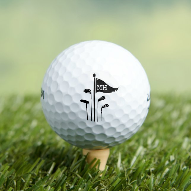 Modern Golf Clubs Create Your Own Initials  Balls (Insitu Tee)