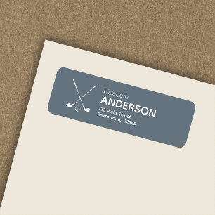 Modern Golf Clubs Dusty Blue Return Address