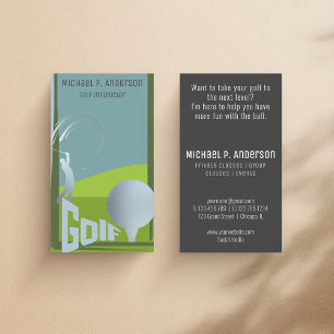 Modern golf instructor golfing class business Card