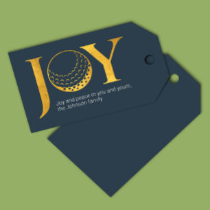 Modern Golf Joy & Peace Navy Blue Christmas Gift Tags