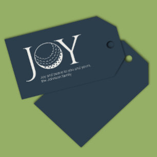 Modern Golf Joy & Peace Navy Blue Christmas Gift Tags