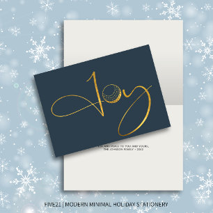 Modern Golf Joy & Peace Navy Blue Folded Christmas Holiday Card