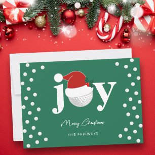 Modern Golf Joy Typography Festive Holiday Green Card