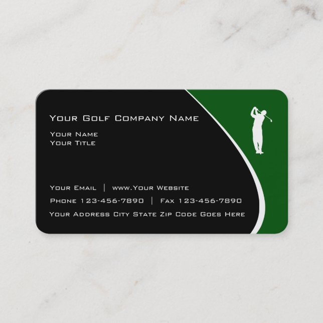 Modern Golf Theme Business Cards (Front)
