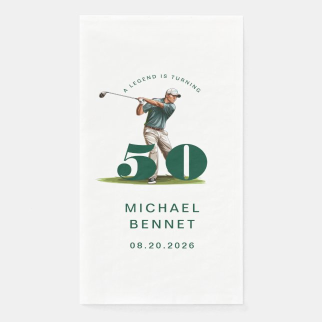 Modern Golfer 50th Birthday Napkin (Front)