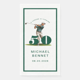 Modern Golfer 50th Birthday Napkin