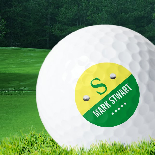 Modern Golfer Diagonal Monogram  Golf Balls (Creator Uploaded)