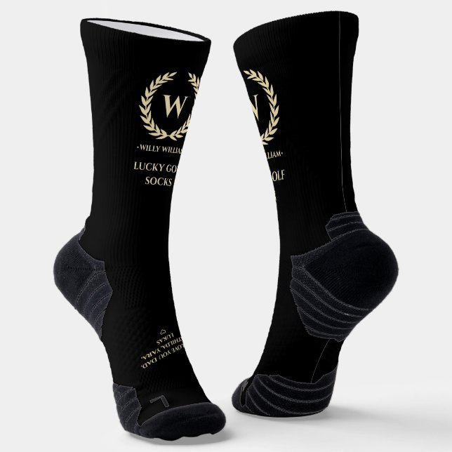 MODERN GOLFER FATHER'S DAY GOLF MONOGRAM LUCKY SOCKS (Angled)