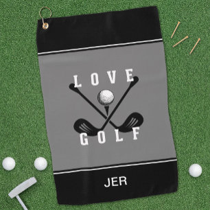 Modern Golfer Golf Ball Pro Sport Quote Black Grey Towel