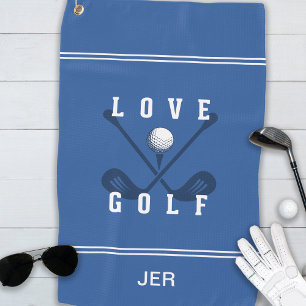 Modern Golfer Golf Ball Pro Sports Club Quote Blue Towel