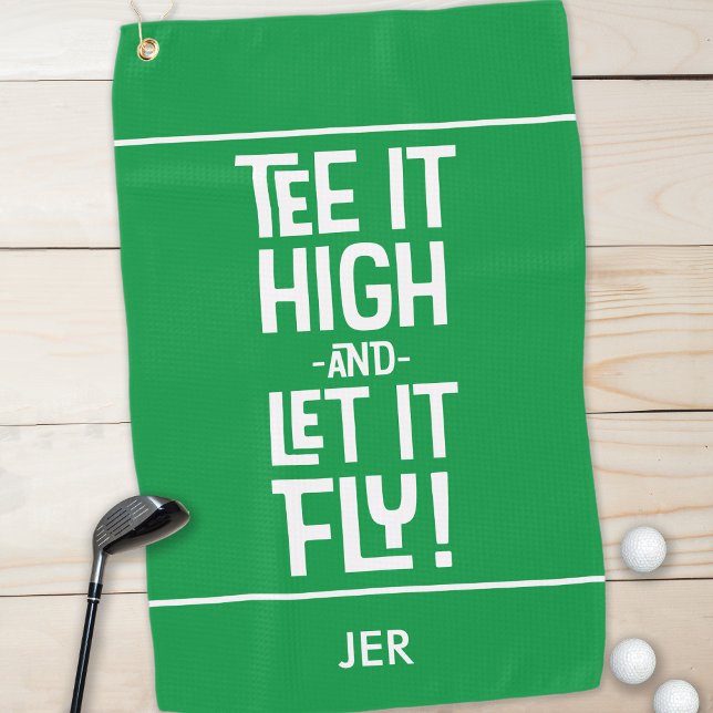 Modern Golfer Golf Tee Humour Funny Monogram Green Golf Towel (Modern Golfer Golf Tee Humor Funny Monogram Green Golf Towel)