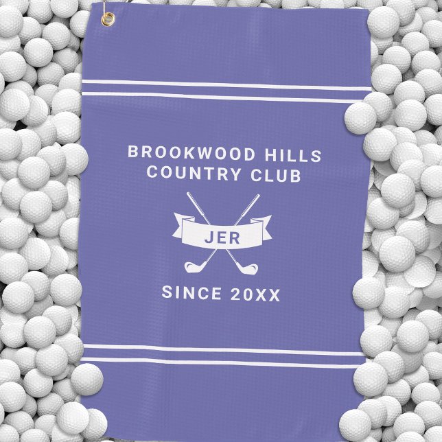 Modern Golfer Monogram Golf Clubs Periwinkle Towel (Modern Golfer Monogram Golf Clubs Periwinkle Golf Towel)
