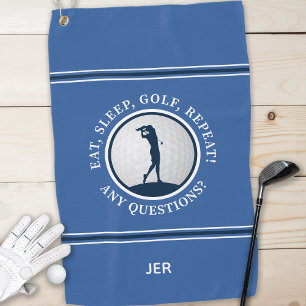 Modern Golfer Monogram Pro Sports Golf Ball Blue Golf Towel