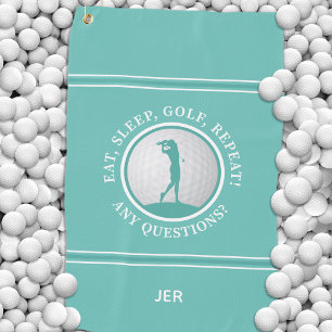 Modern Golfer Monogram Quote Sports Pro Golf Teal Towel