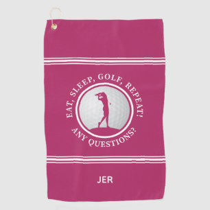 Modern Golfer Monogram Sports Pro Golf Pink Cute Towel