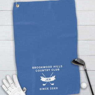 Modern Golfer Monogrammed Country Club Royal Blue Golf Towel