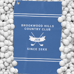 Modern Golfer Monogrammed Initials Golf Clubs Blue Towel