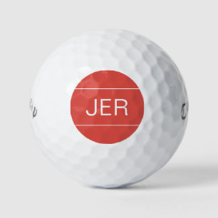 Modern Golfer Simple Monogrammed Initials Cool Red Golf Balls